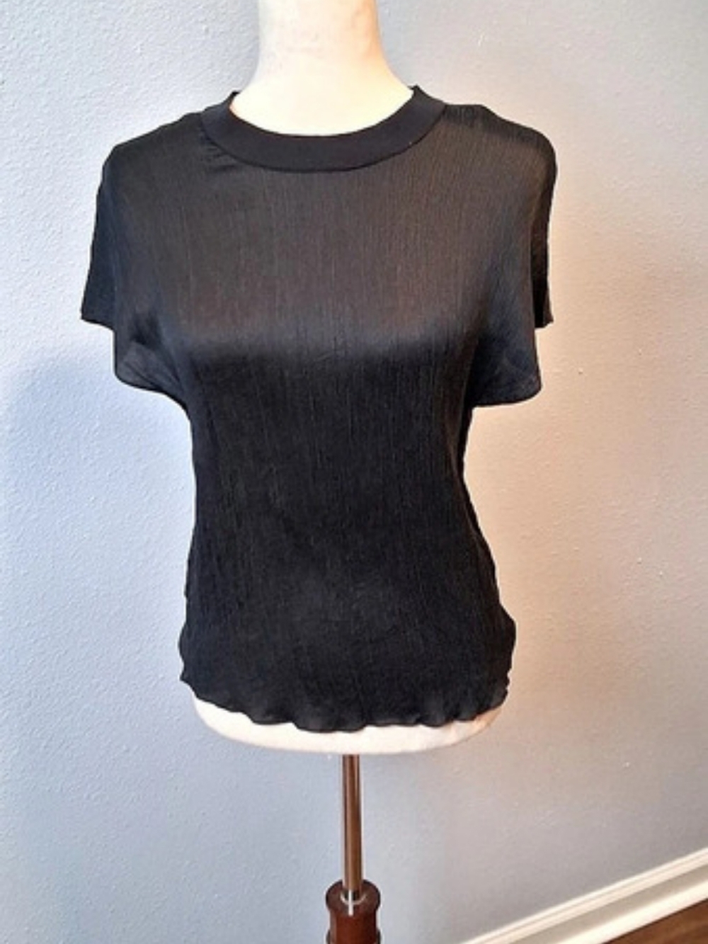 Vince Textured Top Black Short Sleeve Size XS